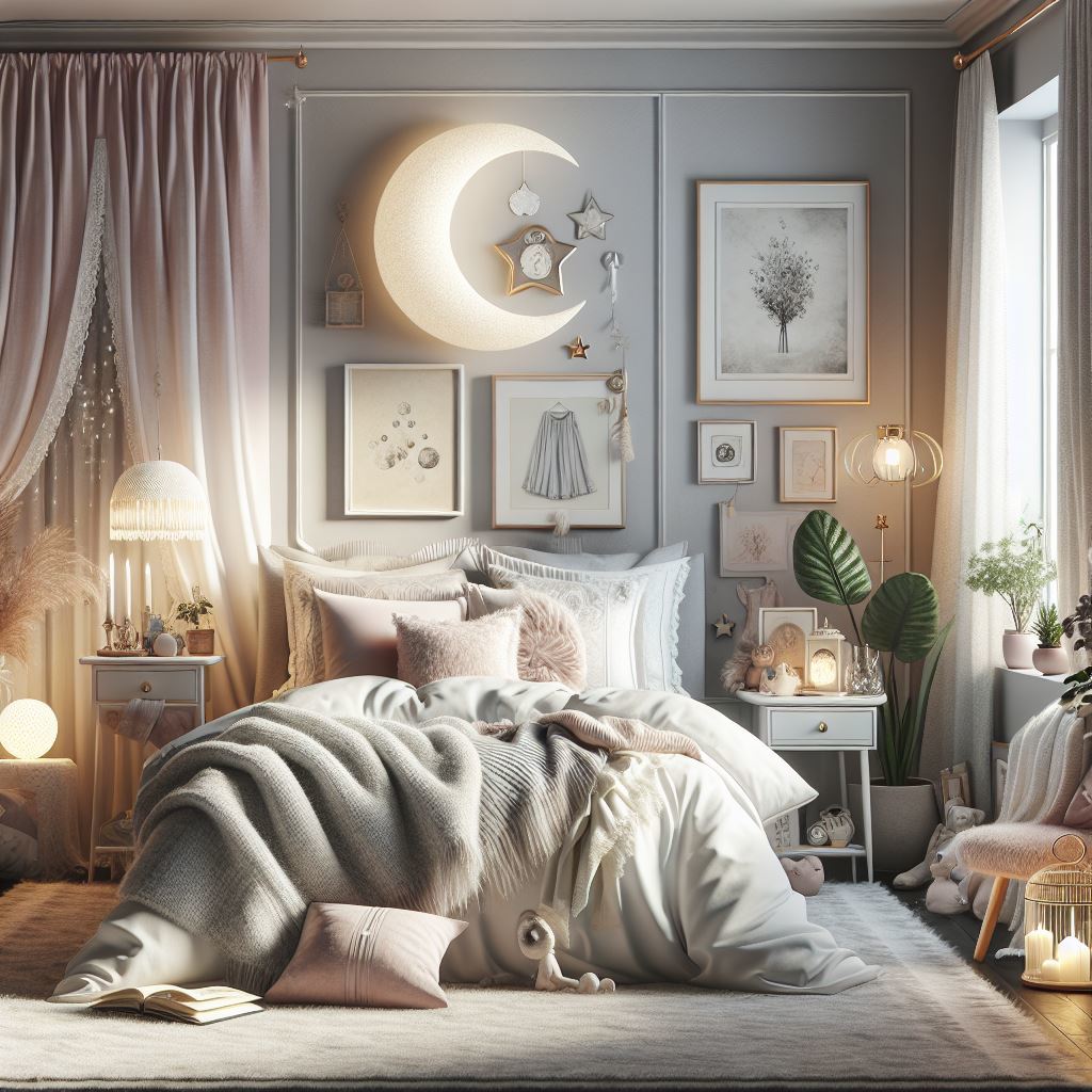 A Cancer-inspired bedroom featuring design aspects associated with star sign traits