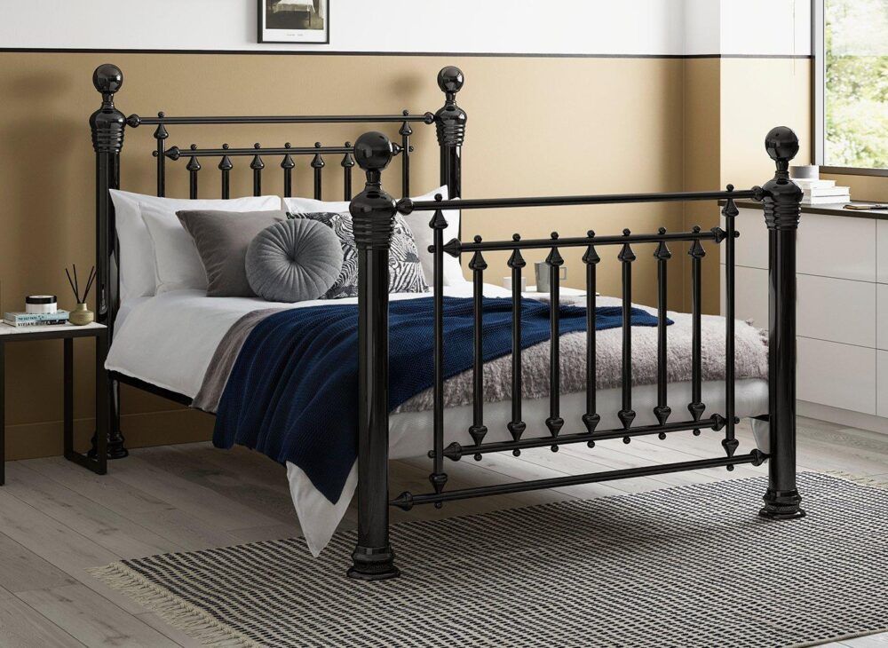 Black gothic edgy Hugo Nickel Metal Bed Frame