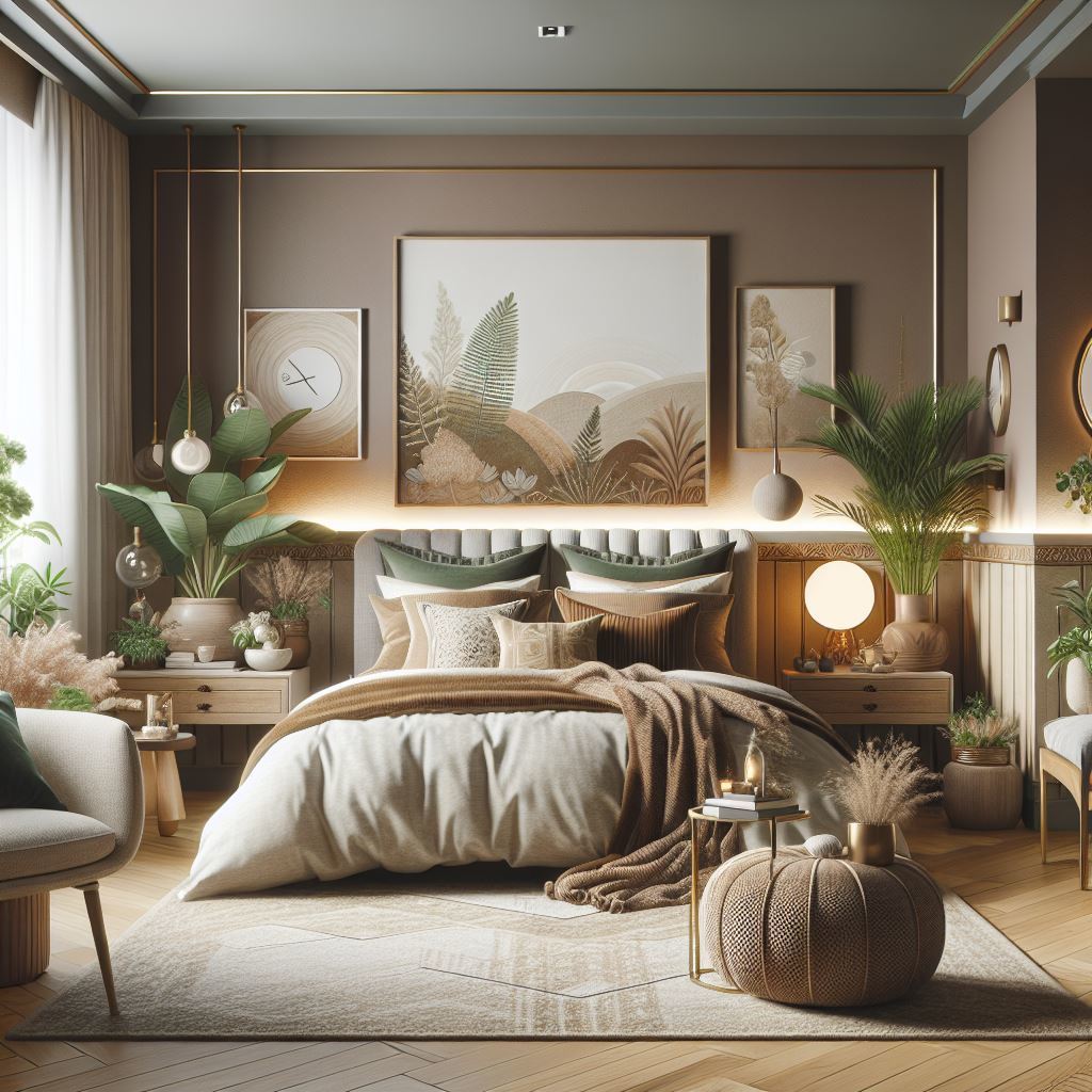 A Taurus-inspired bedroom featuring design aspects associated with star sign traits