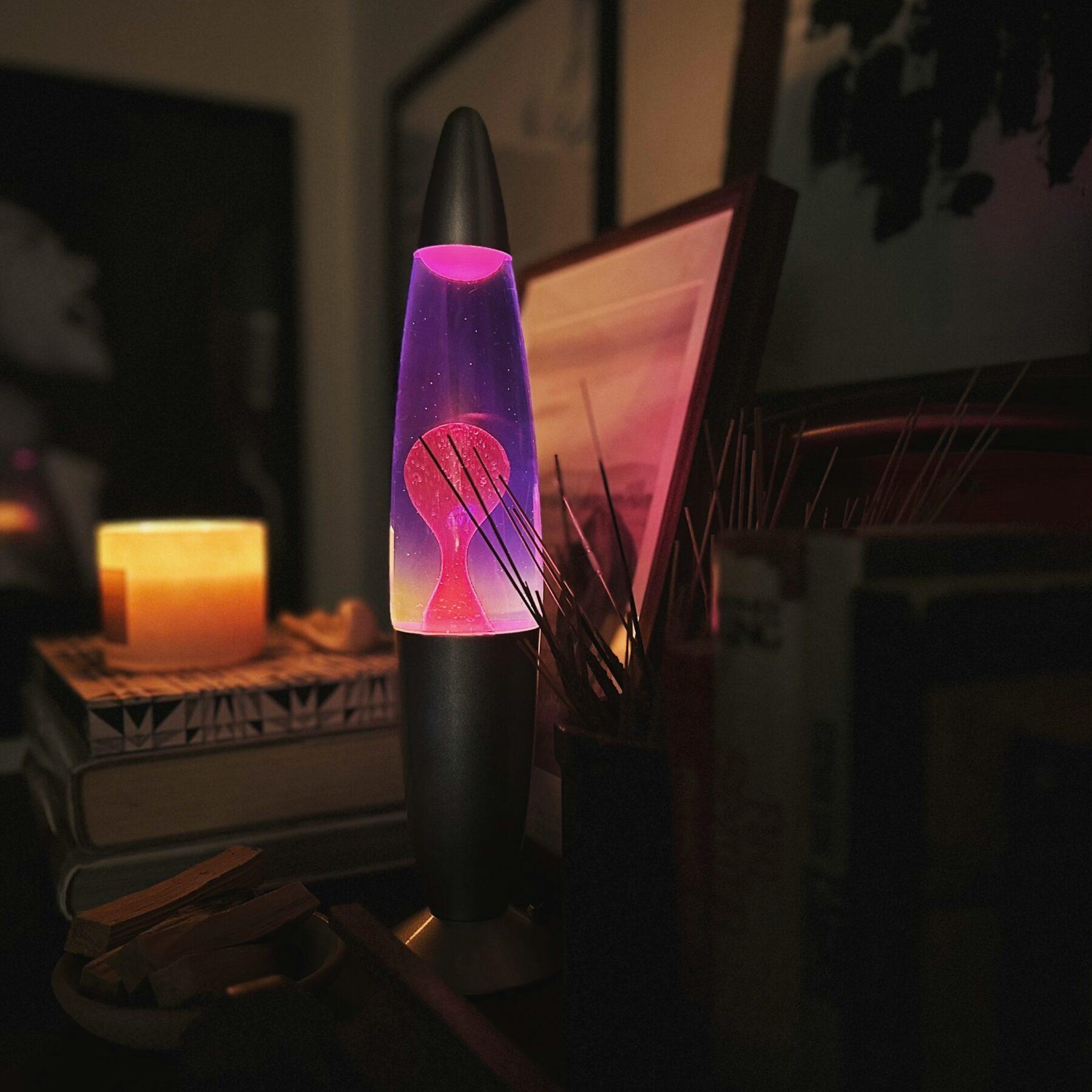 Lava lamp in dark room