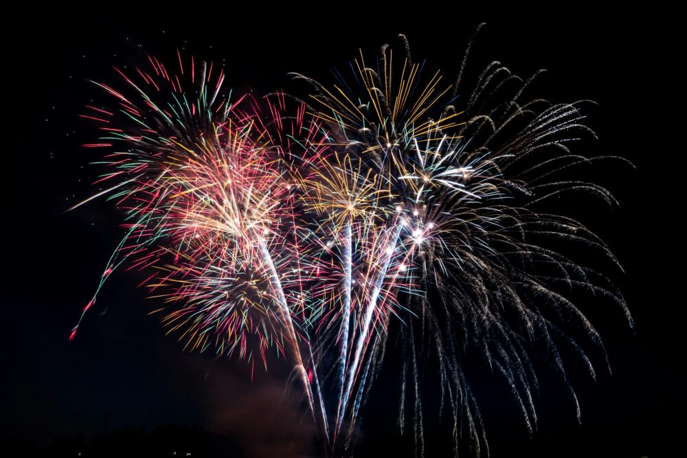 colourful fireworks lighting up the night sky